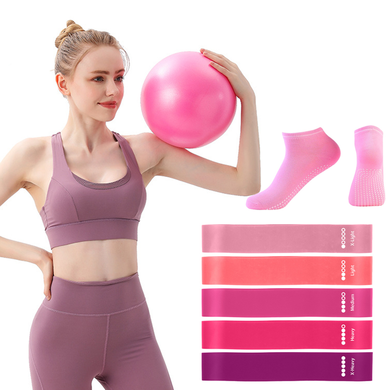 Pilates Yoga Kit - Pilates Topu Direnç Bantları Kavrama Çorapları