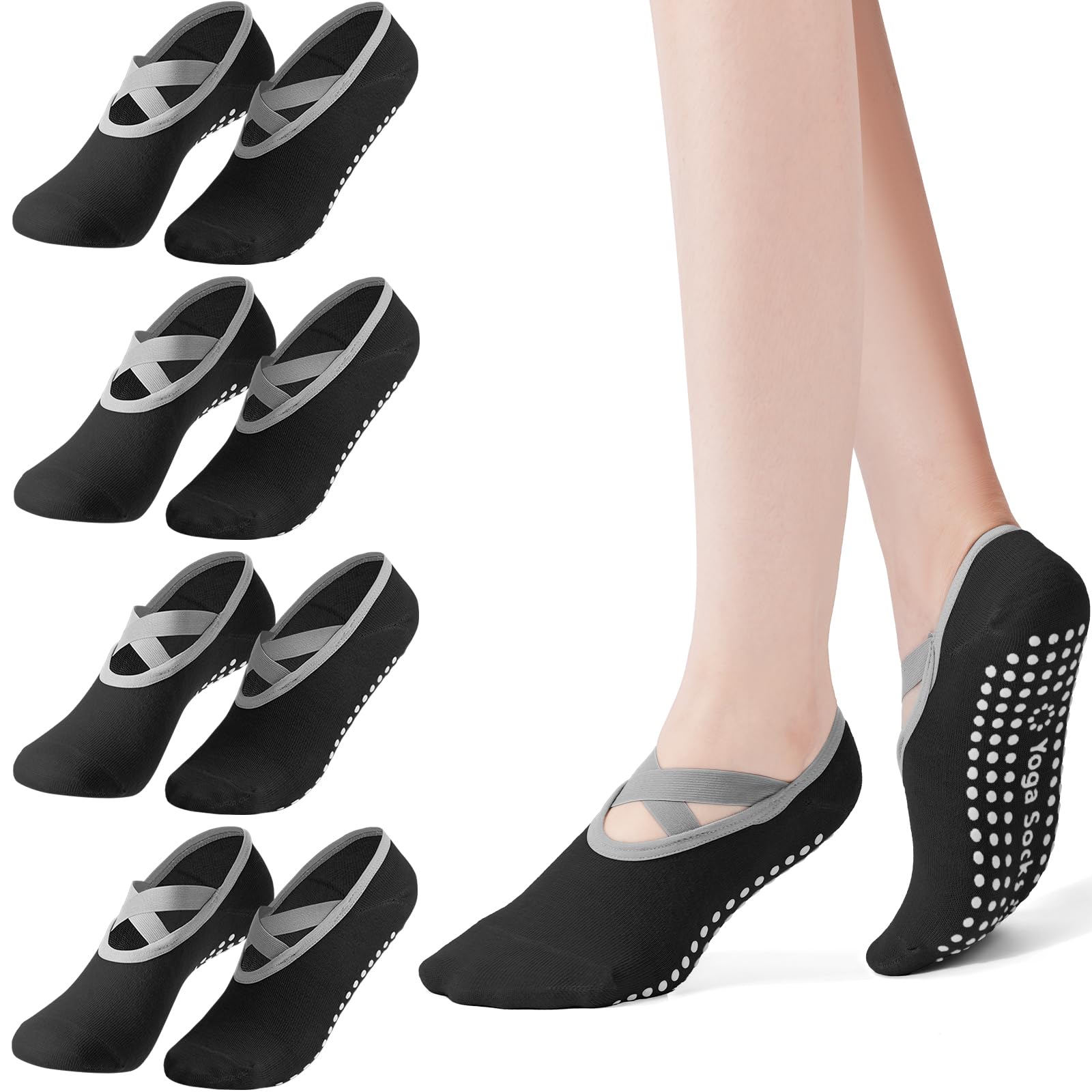 Pilates Yoga Kit - 4'lü Paket Kadın Pilates Çorapları, Kaymaz