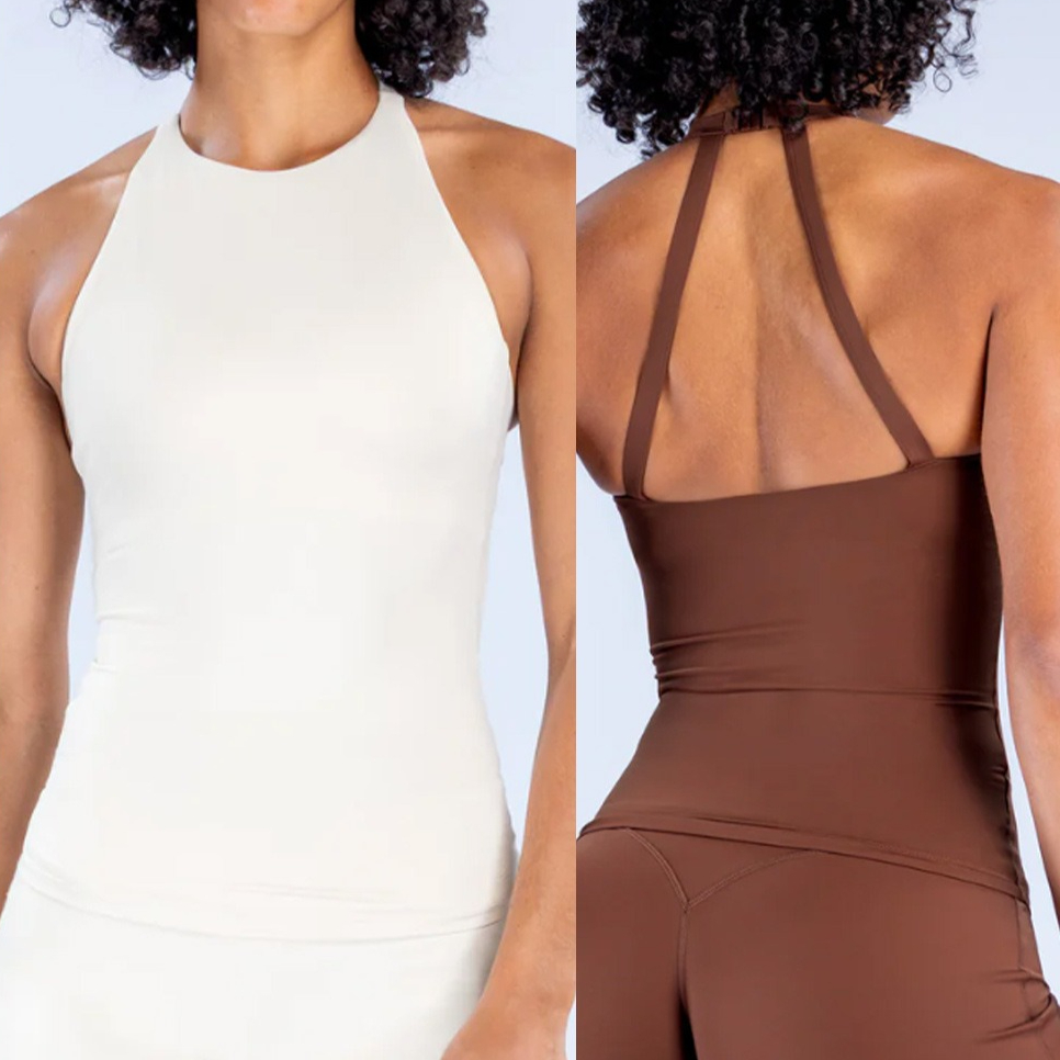 Pilates Yoga Wear - Kadınlar İçin Halter Tank Top, Dahili